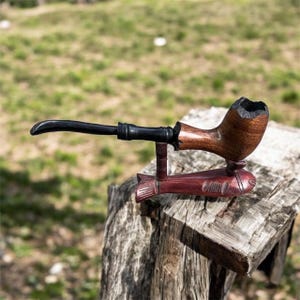 Handmade   7 inch  Wood Tobacco Pipe  Deep Bowl Nautral Herb Pipe without pipe stand For Pipe lover’s