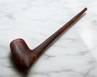 Hand Carved Churchwarden Tobacco Pipe: 12-Inch Long Stem, Rosewood