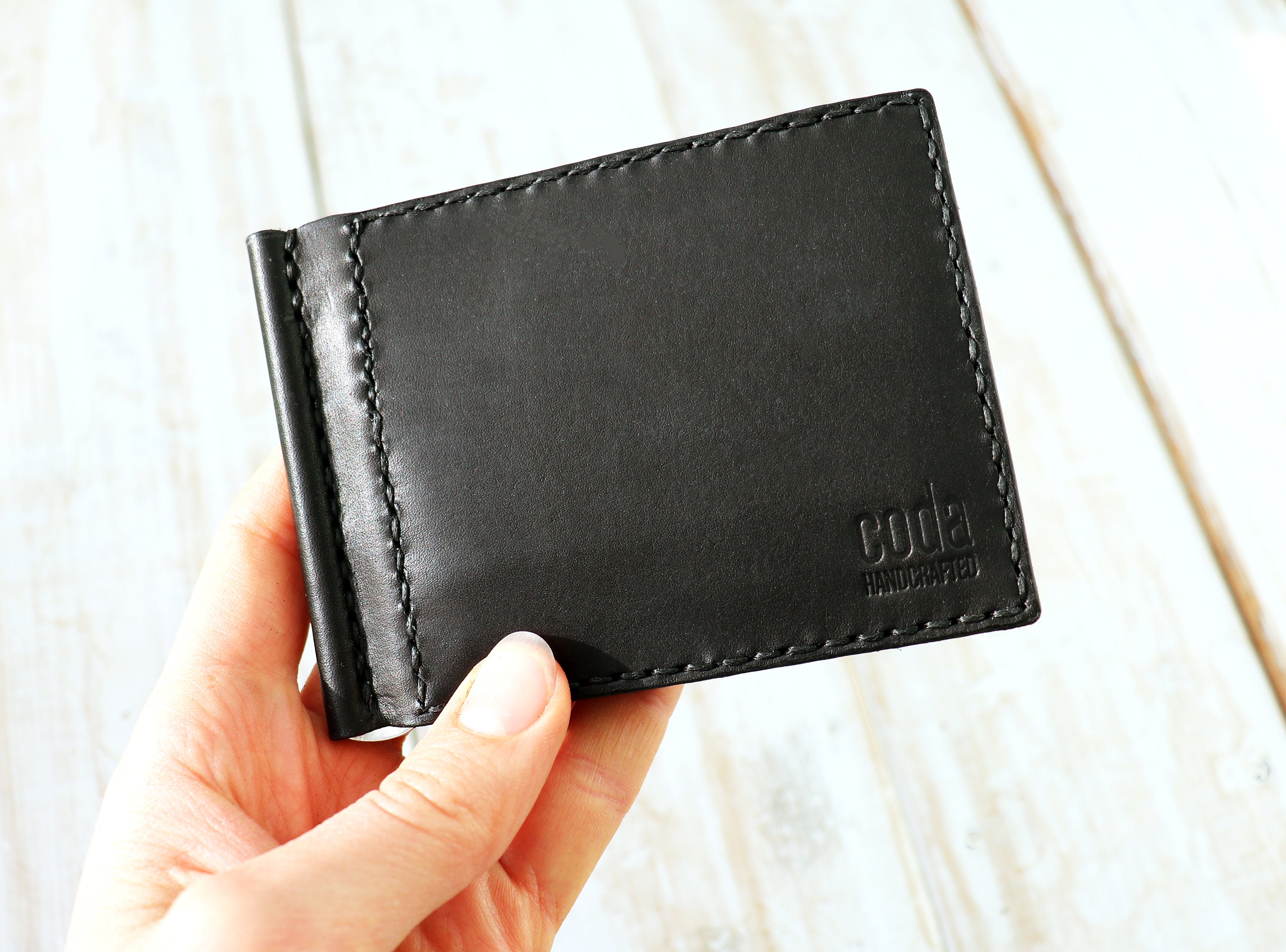 Minimalist Money Clip Wallet Compact Leather Cardholder Bi | Etsy