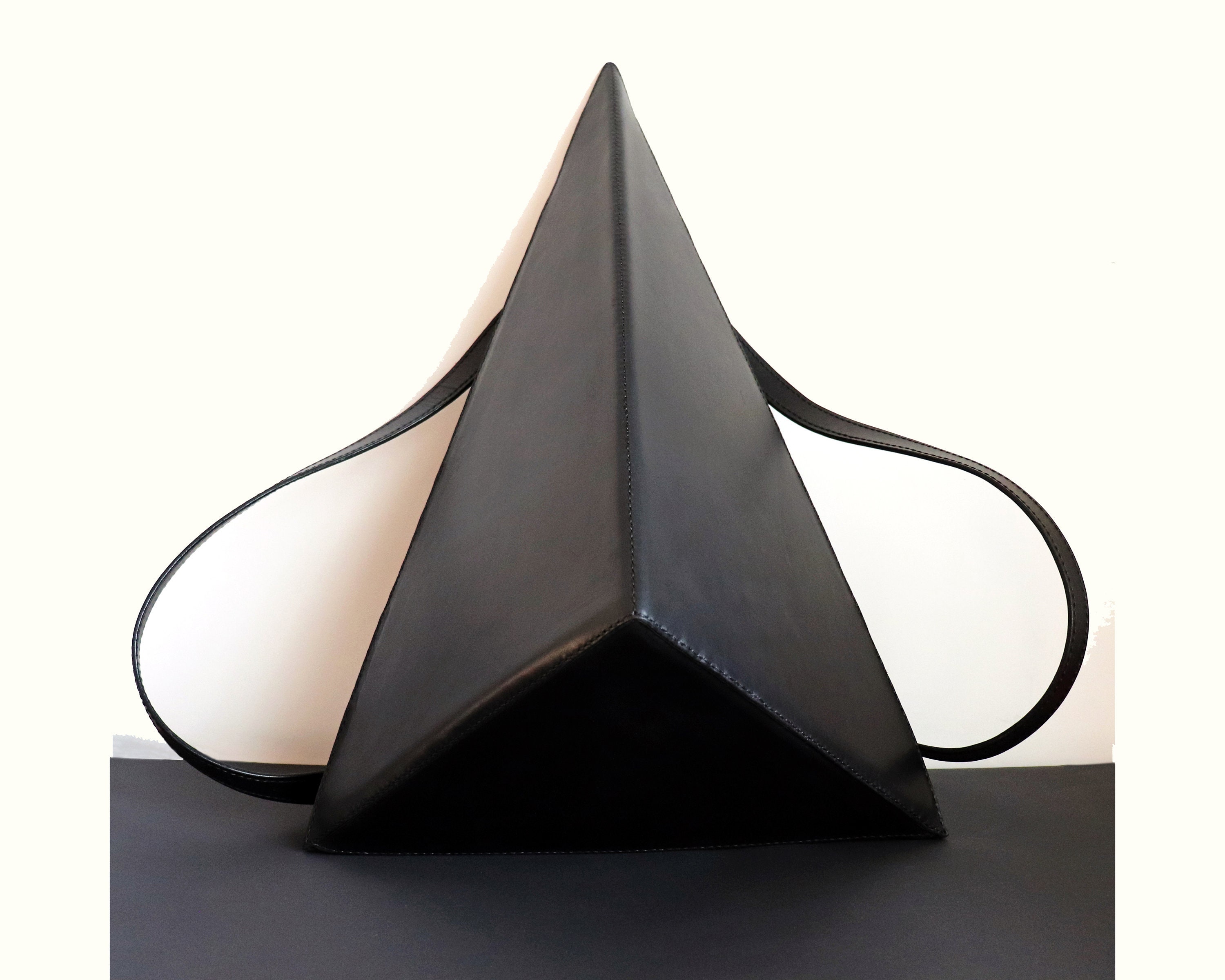 Triangle Backpack Leather Backpack Structurized Rucksack Etsy