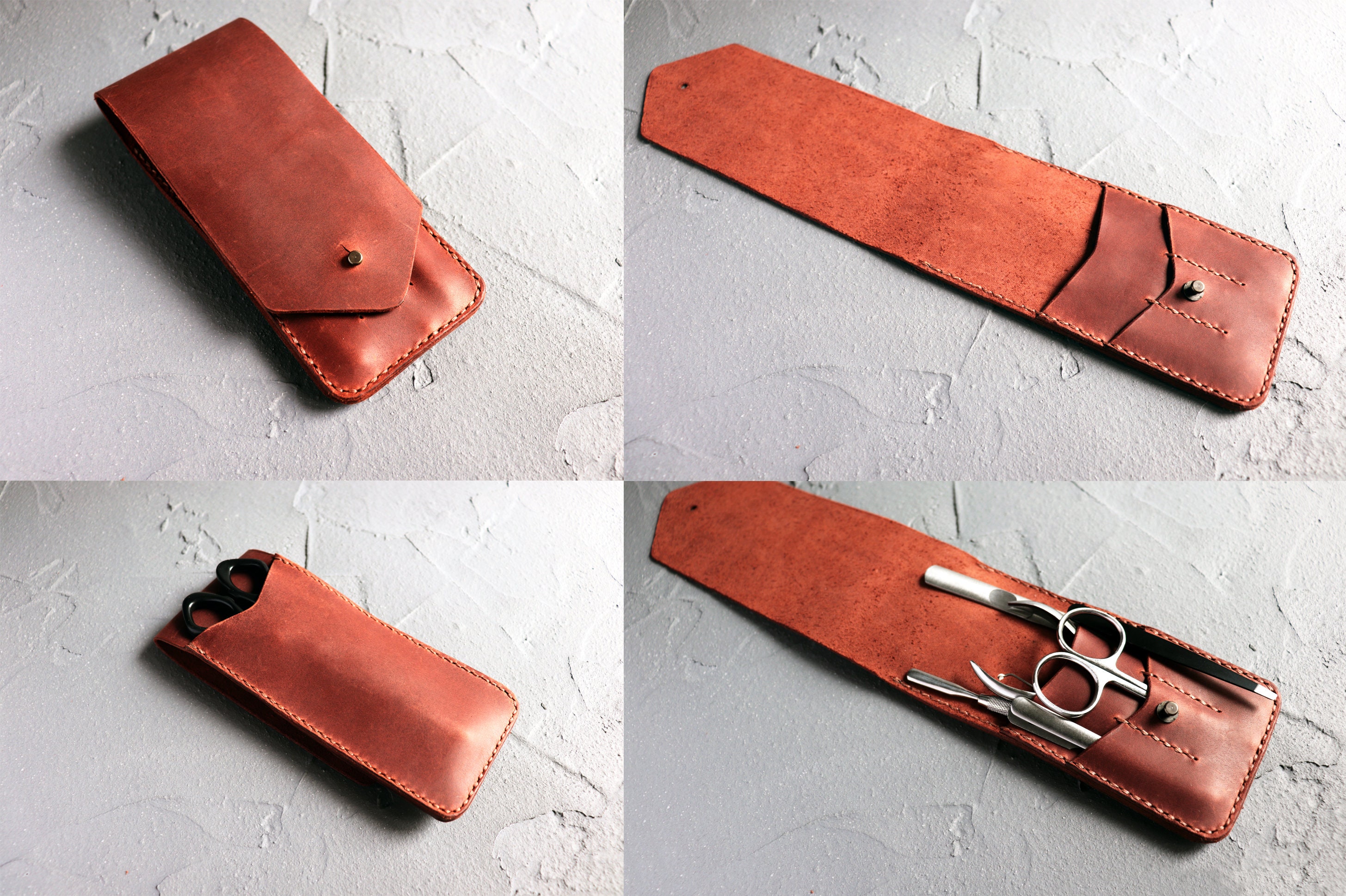 Tool organizing case Manicure tool case Cognac leather Etsy