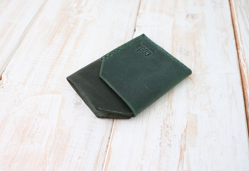 Compact wallet Minimalist leather cardholder Compact cardholder Awesome Gift Wallet Black wallet Green wallet Personalized cardholder