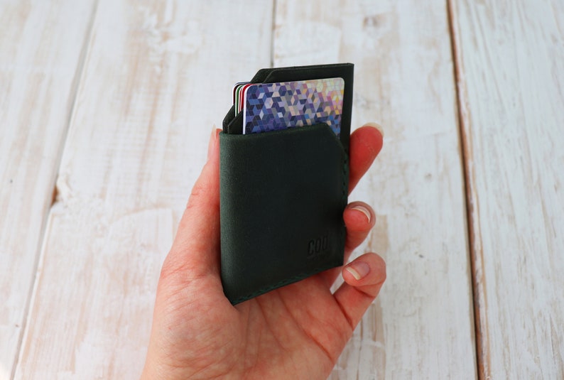 Compact wallet Minimalist leather cardholder Compact cardholder Awesome Gift Wallet Black wallet Green wallet Personalized cardholder