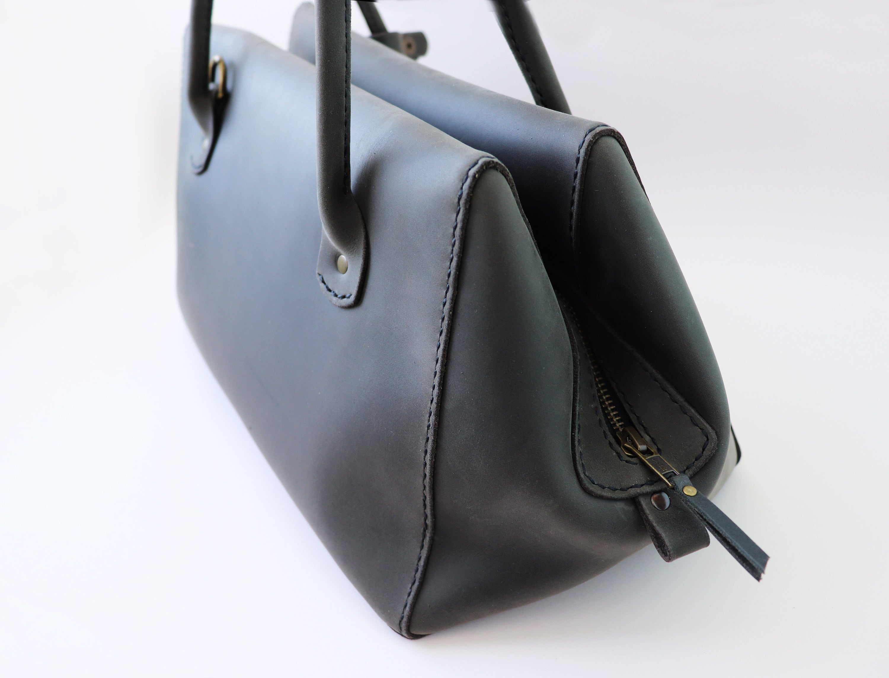 Leather Travel Bag Hand Luggage Bag Gray Leather Handbag Etsy