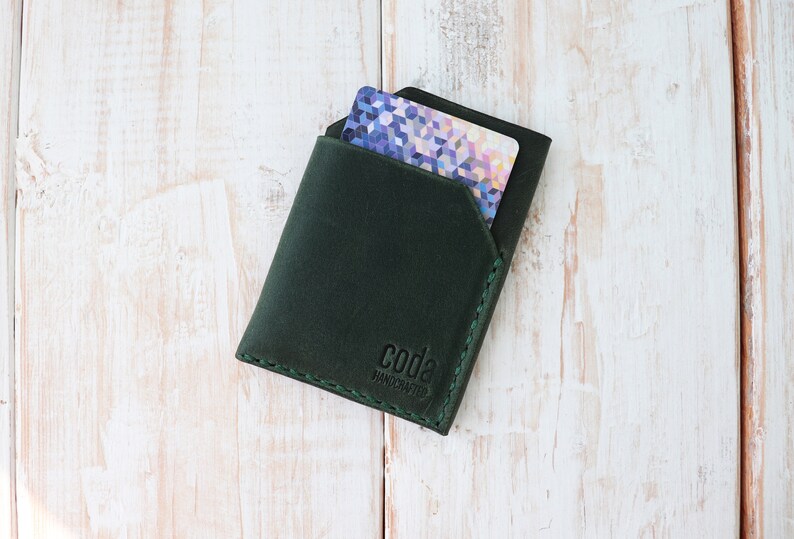 Compact wallet Minimalist leather cardholder Compact cardholder Awesome Gift Wallet Black wallet Green wallet Personalized cardholder