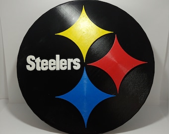 Pittsburg Steelers Themed Wall Sign for Man Caves Game Room and Office Space. Custom Sports signs