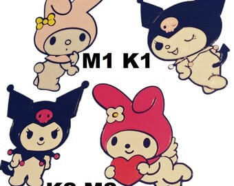 Kuromi and Melody Wall Sign Wall Prints 8x8 or 12x12 Kawaii Cute Four Versions