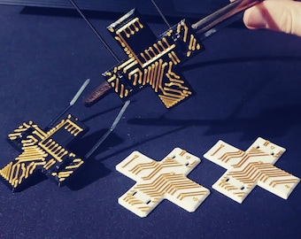 X shaped motherboard circiutry detailed zip tie attaching headband cyber cyberpunk tek custom headband custom hairclip