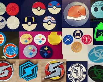 Custom Drink Coasters. Two sizes, 4"(100mm) or 5" (125mm) in diameter. Custom designs upon request. Coaster holders optional
