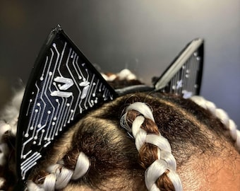 Customized 3D Printed Zip Tie Cat Ears. Wired Motherboard Cyberpunk Neko Ears, customized for concerts, raves, festival, holidays and more!