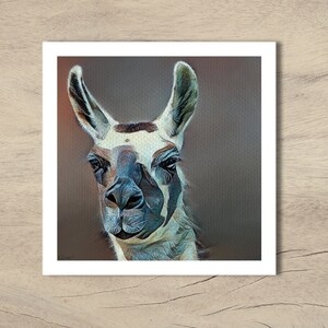 Handcrafted Llama card from original mixed media signed artwork by KimberleycooperGB