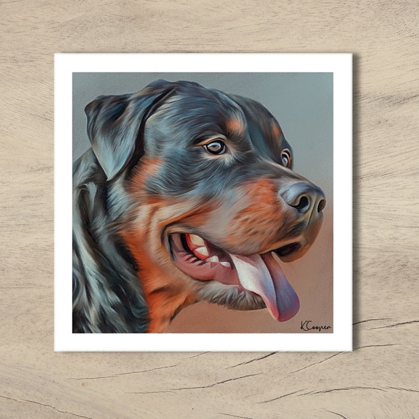 Handcrafted Rottweiler card from original mixed media signed  artwork by KimberleycooperGB
