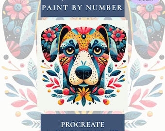Scandi Dog Procreate Paint by Number – 30-Color Layered Template (Digital Download)