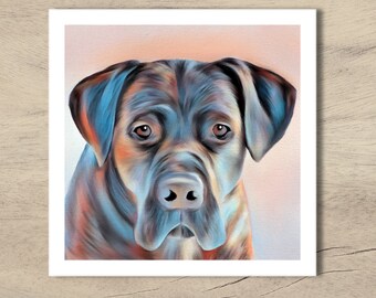 Handcrafted Cane Corso dog card from original mixed media signed artwork by KimberleycooperGB