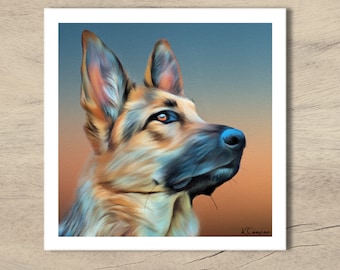 Handcrafted German Shepherd card from original mixed media signed artwork by KimberleycooperGB