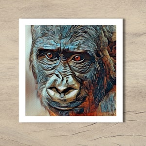 Handcrafted Gorilla card from original mixed media signed artwork by KimberleycooperGB