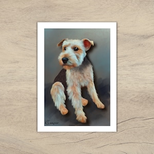 Handcrafted Welsh Terrier card from original mixed media signed artwork by KimberleycooperGB Pastel