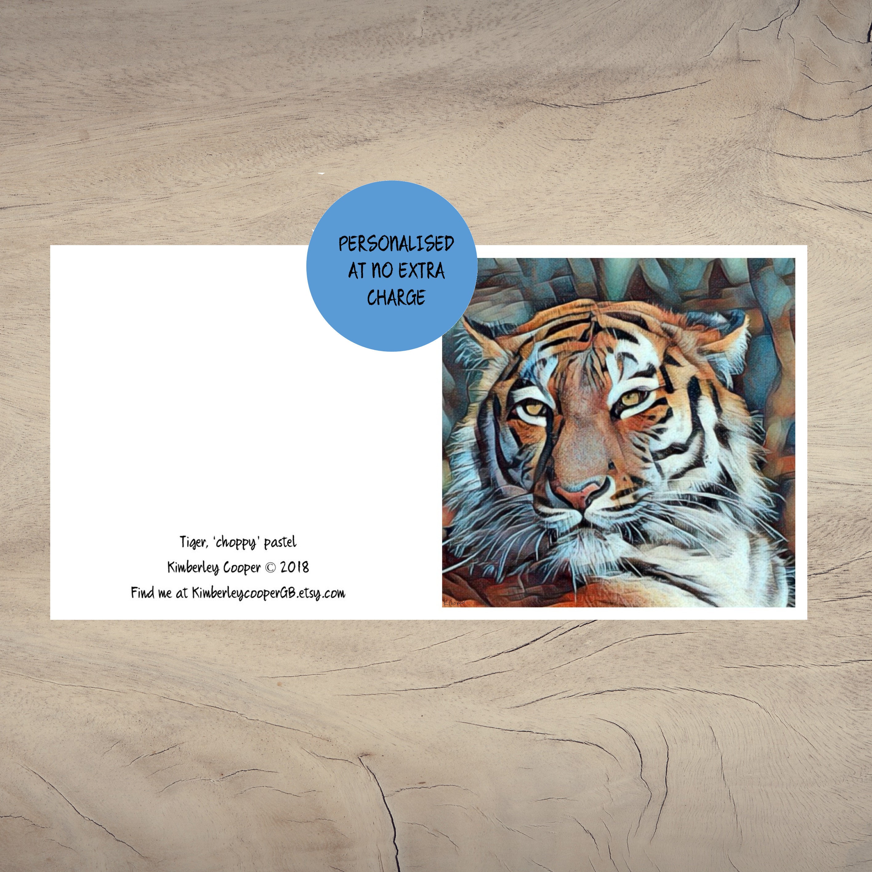 Tiger-Karte aus original Aquarell und Pastell Kunstwerk von | Etsy