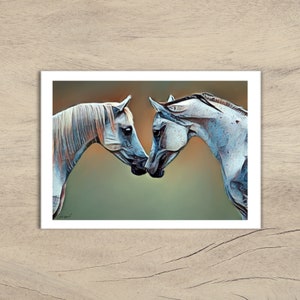 Handcrafted Arabian horses card from original mixed media signed artwork by KimberleycooperGB