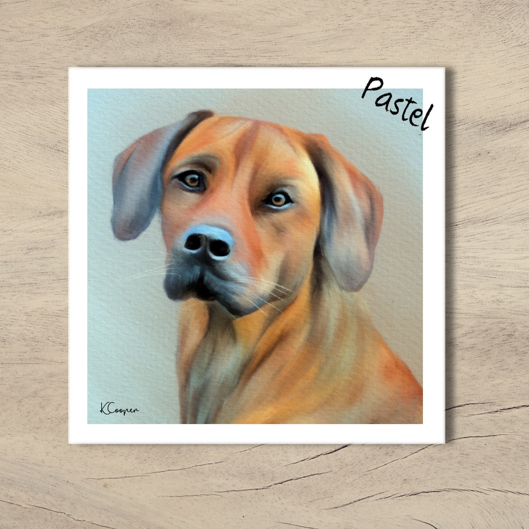 Handcrafted Rhodesian Ridgeback Card From Original Mixed Media Signed ...