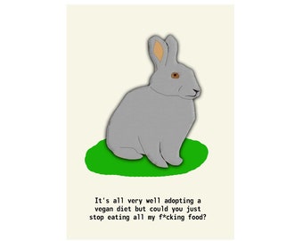 Rabbit Food Vegan Birthday Card Funny Vegan Card Vegan - Etsy Canada Rabbit Food Vegan Birthday Card Funny Vegan Card Vegan - Etsy Canada