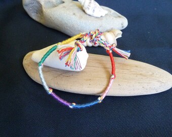 Friendship Bracelet, Colorful cotton string bracelet, Macrame Anklet or Bracelet, Multi-color friendship bracelet, Hippie bracelet, Anklet