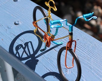 Aluminum Wire Bicycle Art, Miniature Road Bike Model, Cake Topper