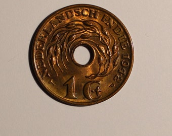 Vintage Dutch Indies Coin, Nederlandsch Indie, Indonesia, Java, Indo Coin,