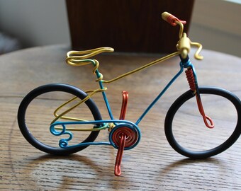 Aluminum Wire Bicycle Sculpture, Handmade Bike Art, Miniature Road Bike