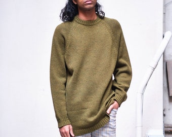 1950s/60s Roos/Atkins Army Green Shetland Wool Sweater