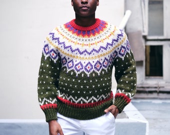 1990s Ivy hand-knit chunky sweater