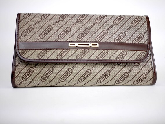 1970s Paris Print Clutch Convertible Celine-Style