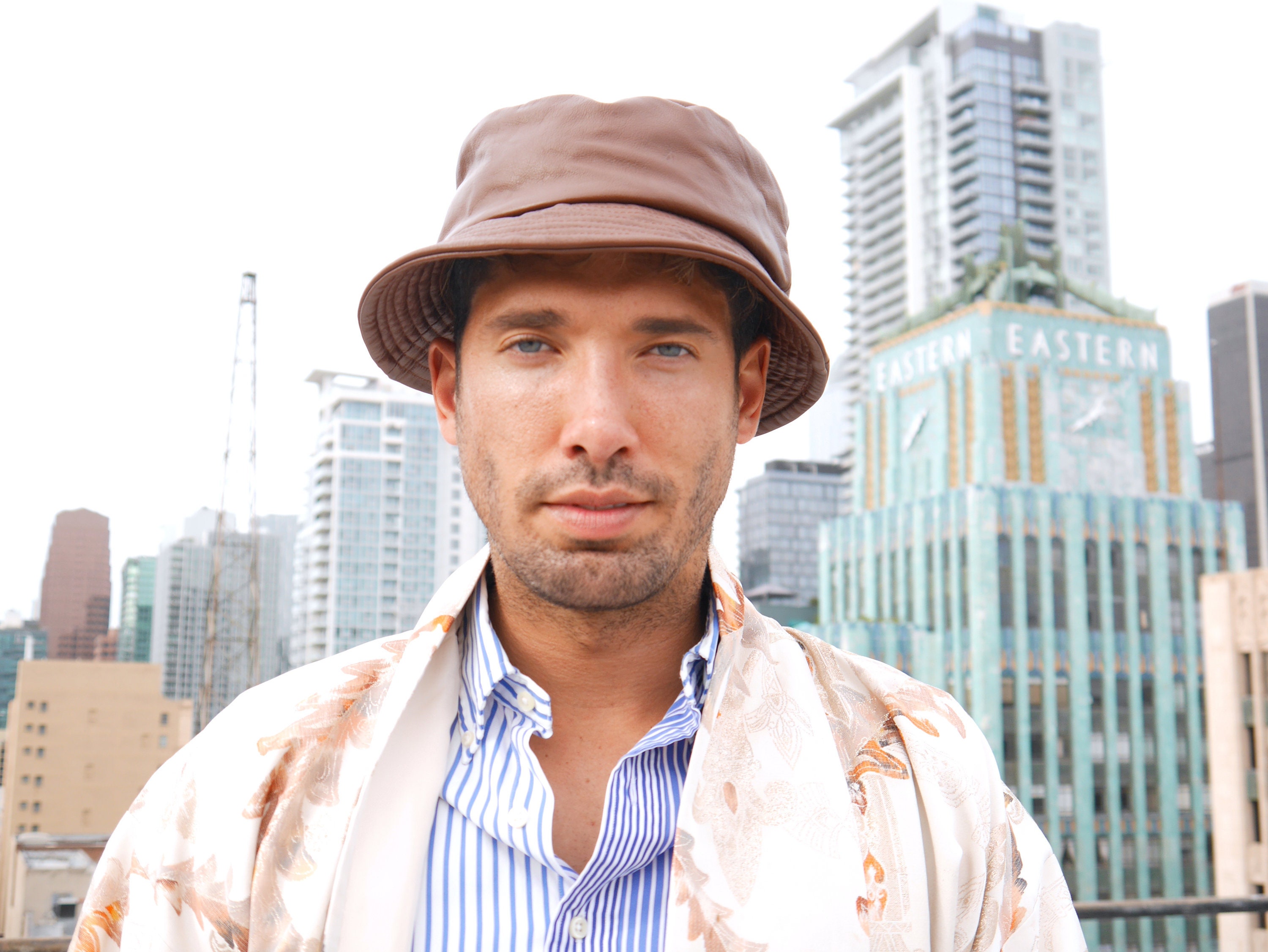 90s/2000s Leather Bucket Hat Brown 