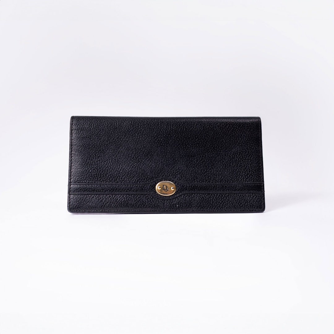 1980s Christian Dior Black Pebble Leather Checkbook / Etsy