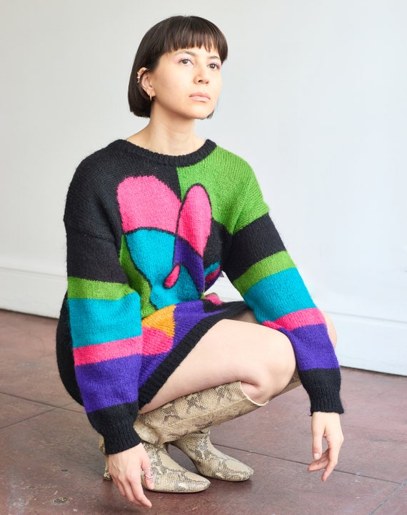 80s/90s M.J. Carroll Abstract Mohair Sweater Tuni… - image 7