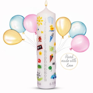 Birthday candle from 1 to 18 years of age personalized candle for birthday party All motifs 100% handmade Life candle No. 2