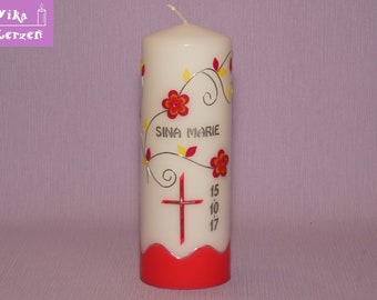 Baptism Candle Girl Flowers Creative 1