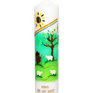 Baptism candle shepherd with tree of life for girls and boys 100% handmade motif with name and date