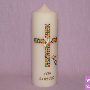 Taufkerze Mädchen Junge Kreuz Kreise 16 Bild 2