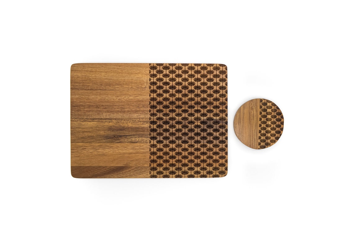 Lotus Wood Placemats Set of 4 & 6 and Marble Coasters Wooden Etsy Israel