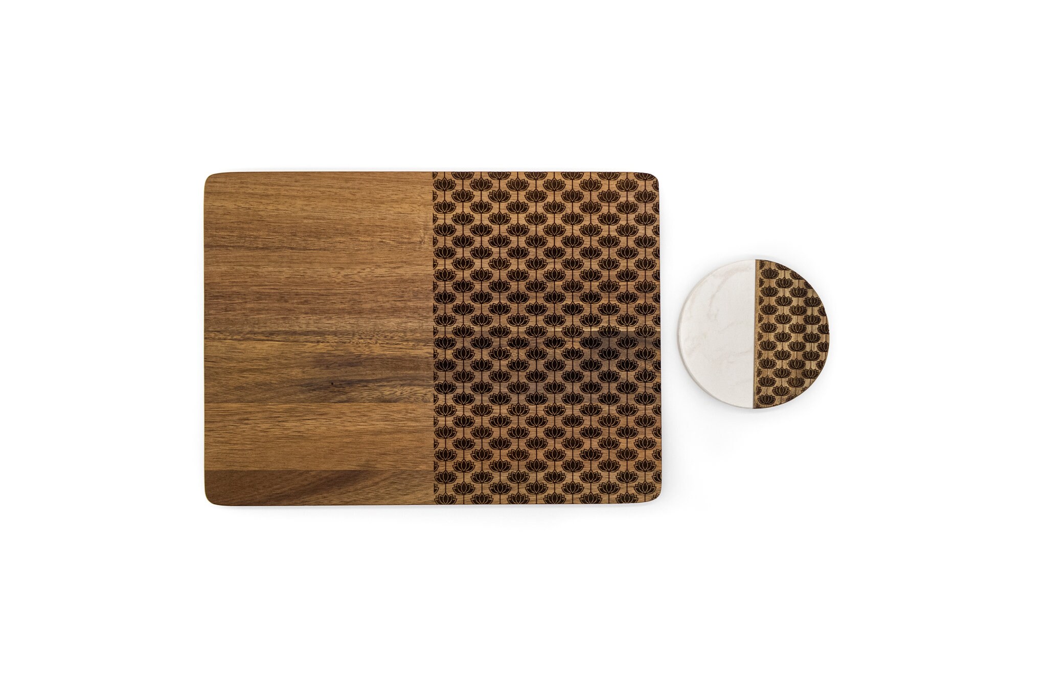 Lotus Wood Placemats Set of 4 & 6 and Marble Coasters Wooden Etsy Israel