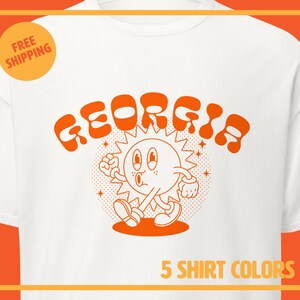 Shirt Georgia - GRATIS VERZENDING - T-shirt retro stripfiguur zon Georgia, groovy klassieke cartoon zonmascotte, T-shirt Georgia graphic