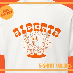 Alberta Shirt - FREE SHIPPING - Retro Cartoon Sun Character Alberta T-Shirt, Groovy Classic Cartoon Sun Mascot, Alberta Graphic Tee Gift