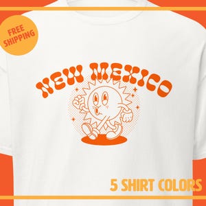 New Mexico Shirt - FREE SHIPPING - Retro Cartoon Sun Character New Mexico T-Shirt, Groovy Cartoon Sun Mascot, New Mexico Graphic Tee Gift