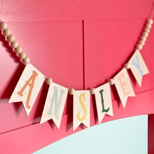 Banner con nombre, banner con nombre para guardería, banner con nombre de bebé, banderines con nombre, banner con nombre para guardería, guirnalda con nombre, banner con nombre de fieltro, banner personalizado