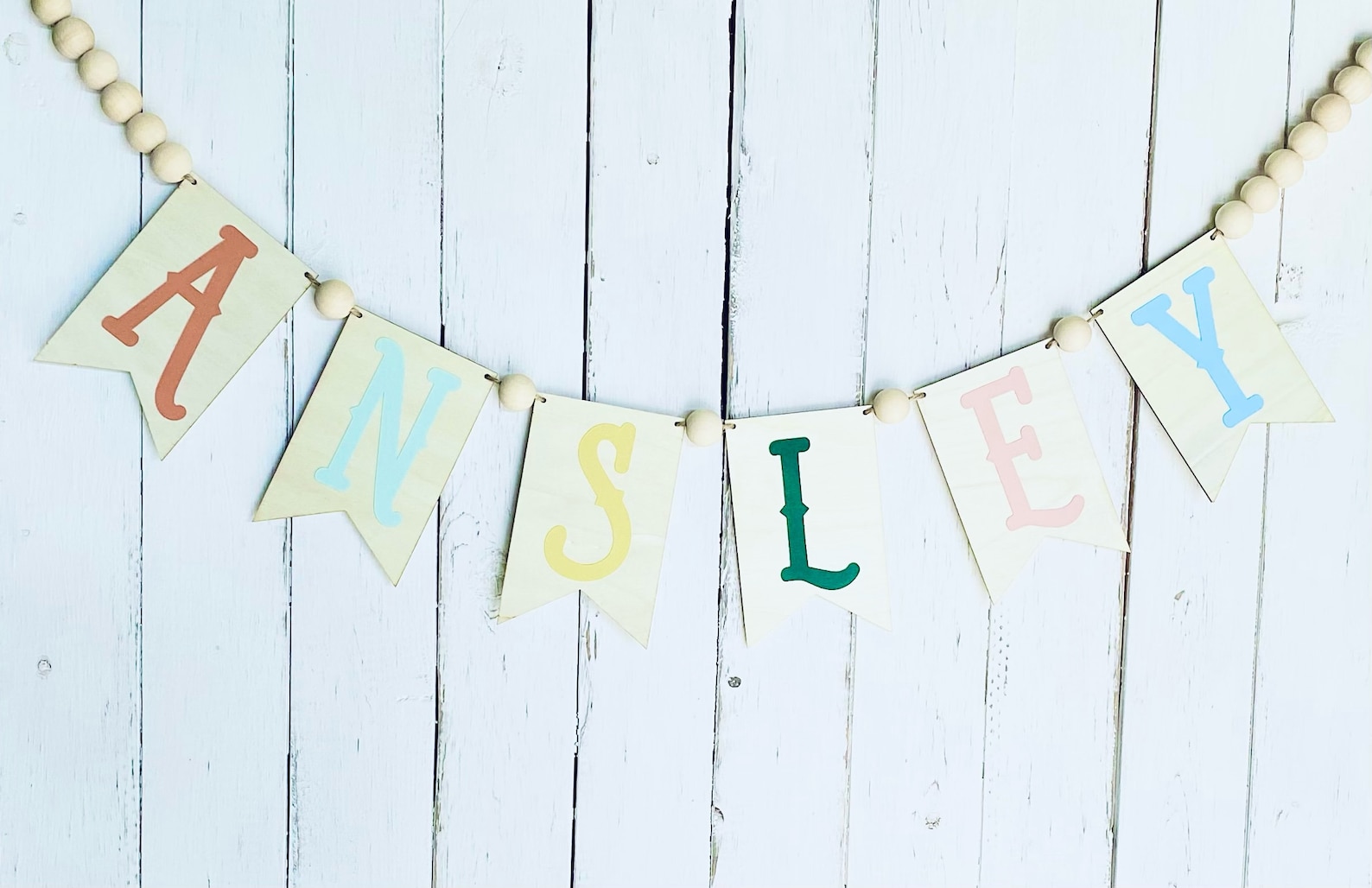 Wood Bead Name Banner Custom Wood Sign Wooden Bead Name Etsy