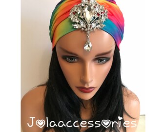 Silver Diamante Turban Coiffe 1920 S à clapet cloche strass Gatsby Vintage 6975