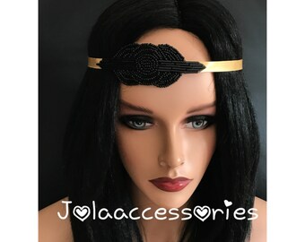 Black Gold Silver Great Gatsby 1920s Headband Tiara Art Deco Etsy