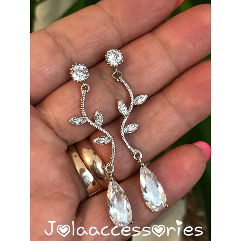 Art deco vintage style bridal earrings wedding jewellery bridal earrings bride jewellery earrings zirconia wedding bridesmaid jewellery