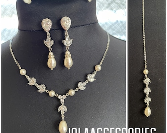 Swarovski pärla bröllop brud halsband örhängen smyckeset smycken zirkon smycken brudtärna brudsmycken halsband bakgrund